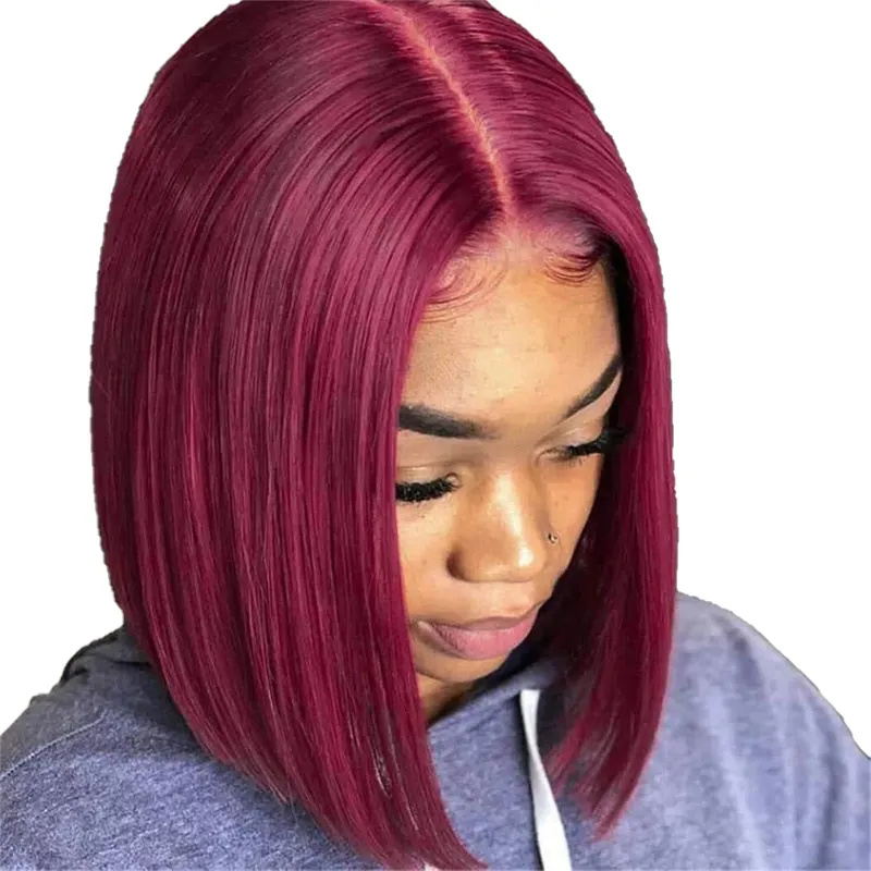 Peluca de Bob rizado ondulado con ondas de agua onduladas, cabello humano de color degradado encaje completo negro \ verde amarillo \ gris \ rojo púrpura \ naranja \ azul peluca Bob