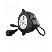 Enrollador de Cable Eléctrico Retráctil DYH-1805 de 2m con Enchufe Europeo + Conector C9 para Electrodomésticos, Computadoras y Monitores