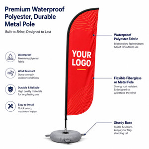Custom Logo Outdoor Feather Flag Teardrop Banner Flying Beach Flag for Advertising Event Trade Show Grand Opening Sturdy Base - Product Image 4