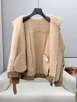 Manteau court en fourrure de laine pour femme, style motard, en peau de mouton, 2026 CT630