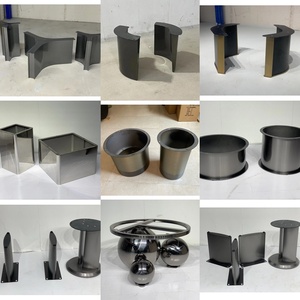 Sang trọng hiện đại bảng điều chỉnh kim loại Bàn cà phê chân và cơ sở với đá cẩm thạch hàng đầu và khung thép không gỉ - Product Image 2