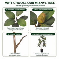 Arbre artificiel de magnolia de 1,2 m en PE, écologique, ignifuge, résistant aux UV, pot noir, vente en gros directe usine