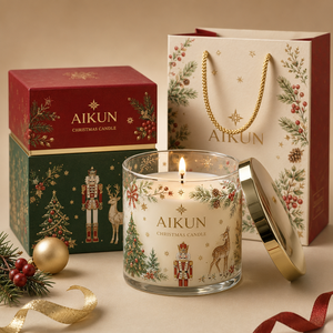 AIKUN Vintage Handmade Long Duration Aroma Gift Christmas Glass <b>Candle</b> Pine Winter Scent Soy Wax <b>Candle</b> for Holiday Season - Product Image 3