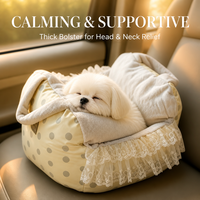 Siège auto pour animaux de compagnie, siège surélevé pour chien 2 en 1, lit de voyage pour chiot, fausse fourrure de lapin, coton PP, lavable, bordure en dentelle, pour petits chiens et chats, OEM ODM