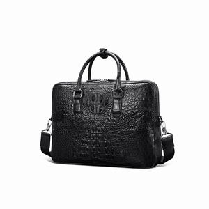 Bolso de Mano de Cuero de Cocodrilo Siamés para Hombre, Bolso de Negocios de Cuero Genuino, Maletín de Cuero Genuino de Gran Capacidad - Product Image 4