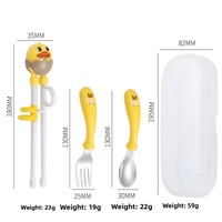 Enfants Réutilisable Cuillère Fourchette Baguettes Cas De Qualité Alimentaire Vaisselle Mini Mignon Kawaii Cuillère Fourchette En Acier Inoxydable Enfant Couverts Ensemble