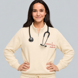 Cadeau pour les cardiologues, médecins et infirmières |   Veste personnalisée à col montant brodée et tissée avec fermeture éclair - Automne/Hiver/Printemps - Product Image 6