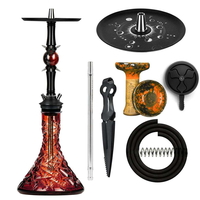 Aksesoris Merokok Shisha Modern Mangkuk Kaca Kristal Hookah dengan Pot Shisha Silikon Mangkuk Hookah Hitam