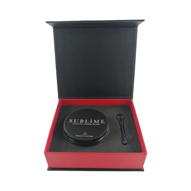 Personal Tailor Customized high-end black and red gift box with magnetic magnet, caviar boutique gift box set.