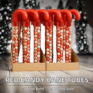 لعبة أحمر الحيوانات الأليفة أنابيب قصب الحلوى واضحة مع غطاء علفي أحمر لمصاصات وزينة عيد الميلاد شاشة الطباعة التعامل مع السطح - Product Image 2