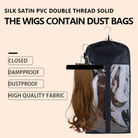 Sac de rangement pour extensions de cheveux en satin de soie avec fermeture éclair et transparent