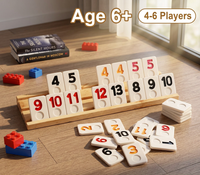 Jeu de société éducatif personnalisé avec cartes de Mahjong israélien, cartes de Rummy à chiffres, dominos Mexican Train, base en bois et sac de voyage