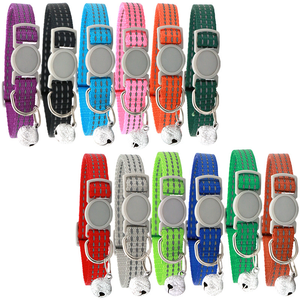 Nuevo estilo, collar de mascota antipérdida con patrón sólido, Collar de gato de nailon colorido con hebilla de Metal reflectante, Collar de perro grabado - Product Image 2