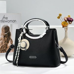 Tote <b>Bag</b> Maroon Lychee Pattern With Pendant Shoulder <b>Crossbody</b> <b>Bag</b> For Women Leisure Travel - Product Image 4