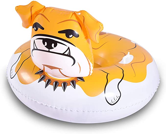Yellow Cute Dog Tube Snow Sledding for Winter Outdoor for Adults and Kids