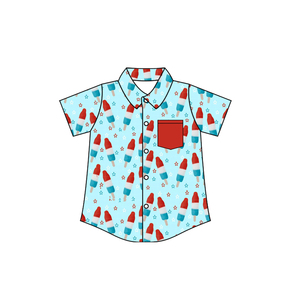 Camiseta de Manga Corta Informal y Transpirable con Estampado de Paleta de Helado del 4 de Julio para Bebé Niño, Modelo BT1703 - Product Image 1