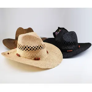 V Custom Hats Wholesale Natural Paper Straw Lemmy Cowboy Hat