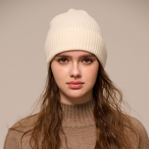 Fabricant sur mesure pour hommes 100% Cashmere Pure Beanie Hat Men Winter Warm Ribbed Knitted Merino Wool Cashmere Hats for Women - Product Image 2