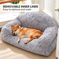 Canapé-lit pour animaux de compagnie en peluche en gros avec doublure intérieure amovible et lavable et base antidérapante pour chiens et chats