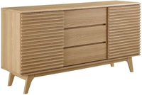Modway Render Meuble buffet ou meuble TV de style moderne du milieu du siècle de 63 po avec rangement réglable en chêne