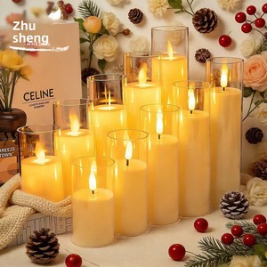 <span class=keywords><strong>Bougie</strong></span> électronique LED avec télécommande, effet flamme vacillante en acrylique, pour décorations d'anniversaire et de mariage - Product Image 1