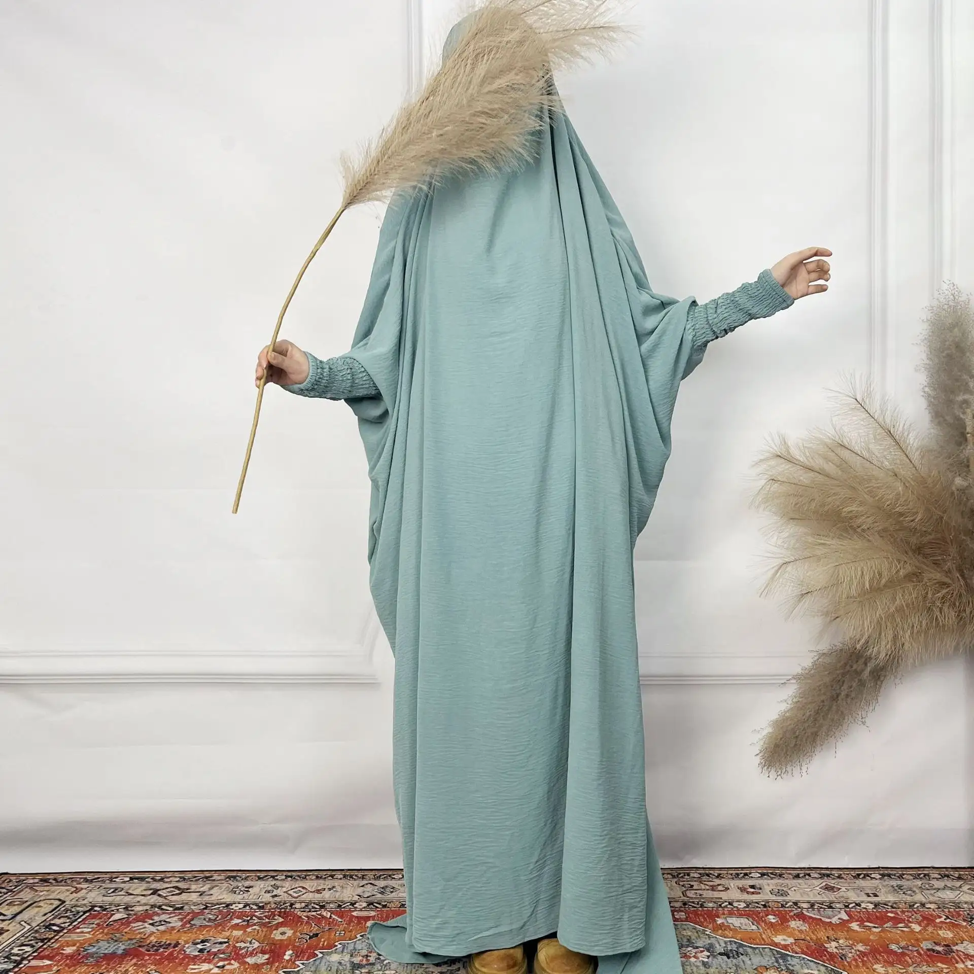 Conjunto de vestido de oração islâmico Abaya e Caftan para mulheres, roupa de oração para o Eid Ramadã, vestido abaya muçulmano para mulheres
