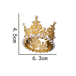 Mini alliage d'or perle couronne fleur décoration couronne gâteau accessoires mariage gâteau décoration bouquet gâteau topper couronne - Product Image 6