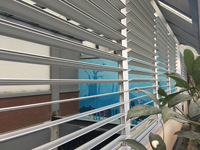 Fenêtre à persiennes verticales en aluminium de style français, design moderne personnalisé, ouverture battante réglable pour la ventilation de la salle de bain