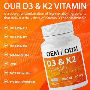 Greenpie OEM Private Label Vitamine <span class=keywords><strong>D3</strong></span> K2 <span class=keywords><strong>10000</strong></span> IE Ondersteuning voor botten, hart en immuunsysteem Voedingssupplement <span class=keywords><strong>D3</strong></span> K2 Capsules - Product Image 2