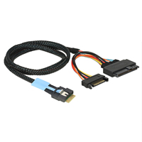 Cable de Cobre Estañado SFF-8654 4i SFF-8639 SlimSAS de 38 Pines U.2 NVMe PCIe 4.0 SSD SATA Power 15P Anti-Keying para Almacenamiento de Servidor de Computadora