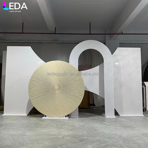 LEDA Wedding Events Decor Supplies Custom Luxury Large Round White Acrylic <b>Backdrop</b> <b>Stand</b> - Product Image 1