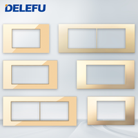 DELEFU Panneau de commutation mural modulaire en aluminium couleur or champagne, prise murale norme brésilienne NBR 118mm, clé de fonction combinée DIY 16A 250V