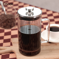 Prensa francesa de vidrio de borosilicato con rayas verticales de nuevo diseño, prensa de cafetera a prueba de explosiones y escaldado