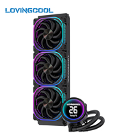 Lovingcool 300W TDP Radiateur 39mm à Roulement Céramique Pompe PWM 800-1800 RPM Refroidissement Liquide CPU pour LGA1851/1700 AM5/AM4 avec Cadre de Contact