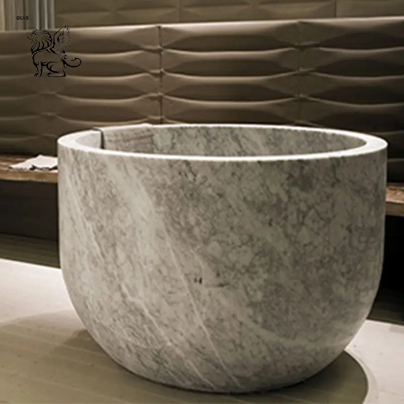 Prezzi del bacino del bagno di marmo autoportante della vasca da bagno rotonda della pietra solida del marmo del granito di vendita calda di BLVE da vendere MBBG-39