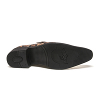 Chaussures habillées pour hommes, style uniforme, à brides moine, Derby, Oxford, Mocassins, à boucle à fermoir, en cuir microfibre, imprimé léopard, bout pointu, pour affaires
