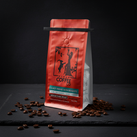 Sachet alimentaire mat à fond plat avec fermeture à boucle métallique et valve de dégazage pour grains de café torréfiés moyennement foncés 12oz 340g