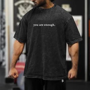 T-shirt surdimensionné pour homme FOXA, motif inspirant « You Are Enough », manches courtes, 100 % coton jersey - Product Image 3