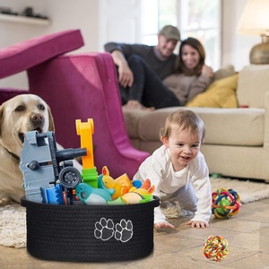 Cesta tejida pequeña y bonita de cuerda de algodón <span class=keywords><strong>para</strong></span> <span class=keywords><strong>organizar</strong></span> cuerdas, cestas de almacenamiento con asas, adecuada <span class=keywords><strong>para</strong></span> regalos de jardín de infantes, <span class=keywords><strong>juguetes</strong></span> <span class=keywords><strong>para</strong></span> perros - Product Image 1