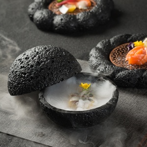 Piring es kering kreatif piring Salmon ikan Sashimi menyajikan bowlartistik konsepsi peralatan makan batu vulkanik piring presentasi - Product Image 4
