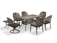 Mobilier de café de style européen pour loisirs en plein air, en métal moulé sous pression, table en céramique d'extérieur étanche