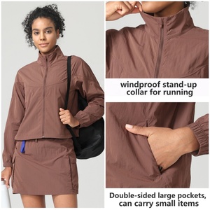 Deportes al aire libre cremallera Chaqueta <span class=keywords><strong>de</strong></span> carrera resistente al <span class=keywords><strong>agua</strong></span> Hiking Windbreaker Chaqueta Mujeres con bolsillo - Product Image 3