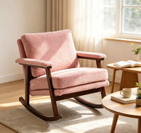 Fauteuil à bascule moderne rembourré avec structure en bois massif pour salon, lecture ou chambre à coucher