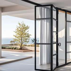 Portas Bifold Windproof Painéis De Vidro De Vidros De Alumínio Portas De Acordeão Pátio Baixo E - Product Image 3