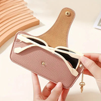 Porte-cartes multifonction en cuir PU et étui à lunettes de soleil avec porte-clés, logo personnalisé accepté, vente en gros