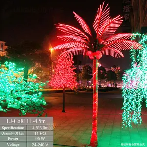 Fábrica Personalizada 3m 4m 5m 6m Falso Grande Artificial Ao Ar Livre LED Iluminado Palmeira Com Luzes Solares Para Decoração