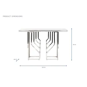 STEEL and CRYSTAL <b>CONSOLE</b> <b>TABLE</b> 120X40X78 with <b>MARBLE</b>-LIKE FINISH - Product Image 4