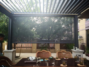 <span class=keywords><strong>Rideau</strong></span> occultant <span class=keywords><strong>motorisé</strong></span> en tissu pare-soleil à fermeture éclair intégrée pour pergola, résistant au vent - Product Image 5