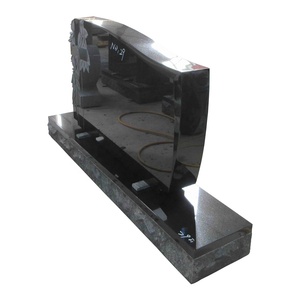 UNION STONE Jet Black Double Cross &amp; Roses Headstone Granite Tombstone Garden Tombstones and Monuments - Product Image 3