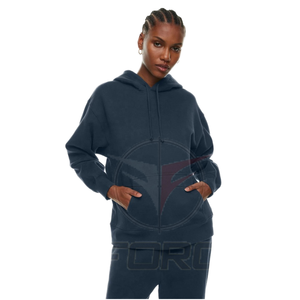 Sudadera con capucha de lana de algodón 100% para mujer, venta al por mayor, ropa deportiva de invierno pesada con estampado de abullonado de gran tamaño, ropa deportiva informal de calle para Fitness - Product Image 1
